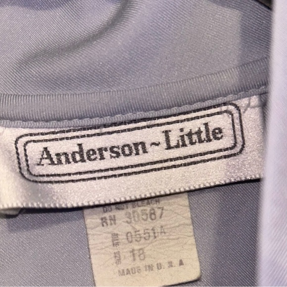 Vintage Anderson-Little Baby Blue Bishop Sleeve Button Blouse W/ Collar Bow - Picture 8 of 9